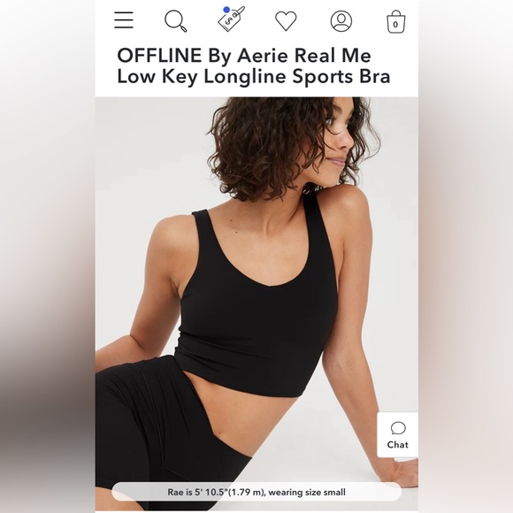 Aerie Real Me Lowkey Longline Sportsbra, black, M - Picture 1 of 8